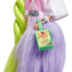 Barbie - Extra Bambola Snodata con Lunghissimi Capelli Verde Fluo, con Pappagallino e Accessori, HDJ44