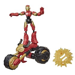 Hasbro - Avengers Bend and Flex, action figure Flex Rider Iron Man, personaggio da 15 cm e moto per bambini dai 6 anni in su, F0