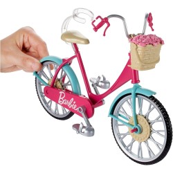 Mattel - Barbie Bicicletta per Bambole con Casco e Accessori, Multicolore, Giocattolo per Bambini 3 + Anni, DVX55