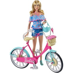 Mattel - Barbie Bicicletta per Bambole con Casco e Accessori, Multicolore, Giocattolo per Bambini 3 + Anni, DVX55