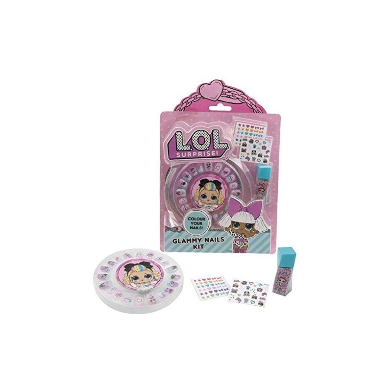 giochi preziosi lol surprise, glammy nail kit, crea e decora le tue unghie, con accessori