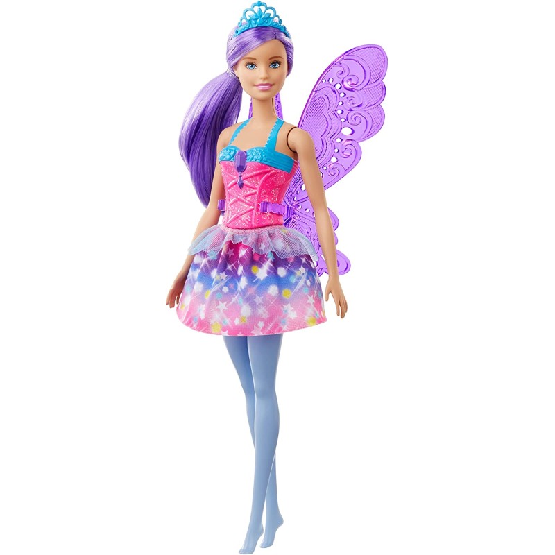 Barbie Dreamtopia, Bambola Fatina con Capelli e Ali Viola, GJK00