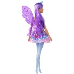 Barbie Dreamtopia, Bambola Fatina con Capelli e Ali Viola, GJK00