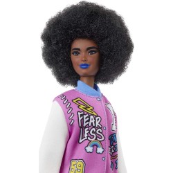 Barbie -Fashionistas Bambola Afroamericana con Giacca alla Moda e Accessori, GRB48