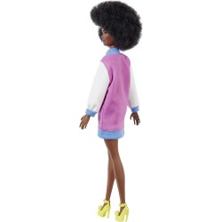 Barbie -Fashionistas Bambola Afroamericana con Giacca alla Moda e Accessori, GRB48