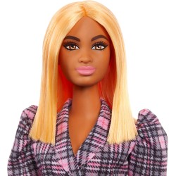 Barbie Fashionistas Bambola con Vestitino alla Moda e Borsetta Gialla, GRB53