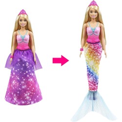 ​Barbie Dreamtopia 2in1 da Principessa a Sirena, Bambola Bionda, con 3 Outfit e Accessori, GTF92