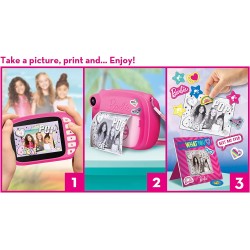 Lisciani Giochi - Barbie Print Cam Hi-Tech, Fotocamera Istantanea, Stampa Subito Le tue Foto, Funzione Video e Selfie - LI97050