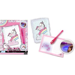 Nice Group - Girabrilla Diario Segreto Unicorno, magic diary peloso con cavallo riflettente - NICE02519