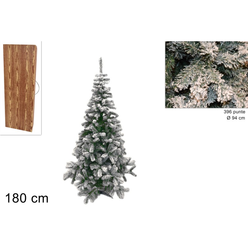 Natale Albero Verde INNEVATO LAPPONIA 180 CM Pino 392 Rami