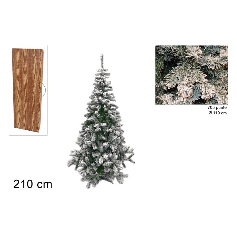 Natale Albero Verde INNEVATO LAPPONIA 210 CM 705 Rami