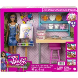 Mattel - Barbie Relax and Create Atelier - Playset con Bambola e Plastilina per Vasi e Pittura - 25+ Accessori - Alta 29 cm - HC