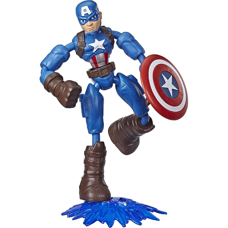 Hasbro Avengers Bend and Flex, Action figure flessibile di Capitan America da 15 cm