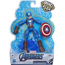 Hasbro Avengers Bend and Flex, Action figure flessibile di Capitan America da 15 cm