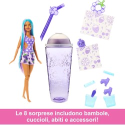 Mattel - Barbie - Pop Reveal Serie Frutta, Bambola a Tema spuma d uva con 8 sorprese profumate e con Effetto Cambia Colore, Cucc