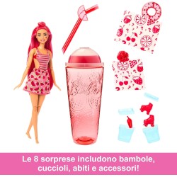 Mattel - Barbie - Pop Reveal Serie Frutta, Bambola a Tema spremuta di Anguria con 8 sorprese profumate e con Effetto Cambia Colo