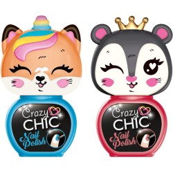 Clementoni - Crazy Chic-Lovely Nail Polishes: Pantera E Volpe-Kit 2 Colorati, Smalti Bambine 6 Anni, Decorazione Unghie, Non Tos