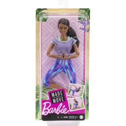 Barbie - Bambola Snodata con 22 Articolazioni Flessibili e Coda Castana Riccia, snodata Made To Move mora, GXF06