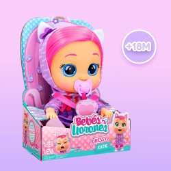 Imc Toys - CRY BABIES Dressy Katie | Bambola interattiva che Piange lacrime vere con Capelli da acconciare, Vestiti da indossare