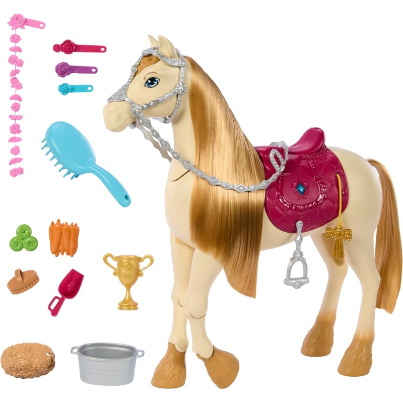 Mattel - Barbie Tornado, cavallo interattivo con luci, musica e accessori, balla e nitrisce, ispirato alla serie Netflix I miste