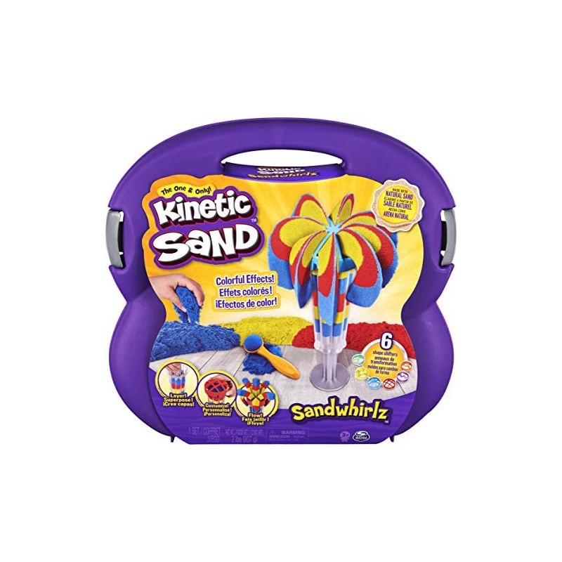 Kinetic Sand Set Valigetta Cascate Arcobaleno, 907gr di Sabbia in 3 Colori e 10 Accessori, dai 3 Anni, 6055859