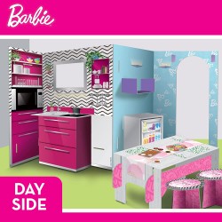 Lisciani Giochi - Barbie Create e Decorate, Bambola Inclusa, Loft in Cartone e Mobili da Costruire, Pennarelli, Sticker, Fogli d