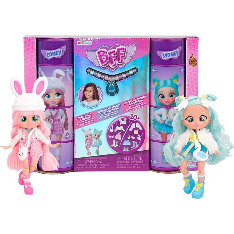 Imc Toys - BFF BY CRY BABIES Coney & Sydney, Pacco da 2 Bambole alla Moda da Collezionare, 904316IM