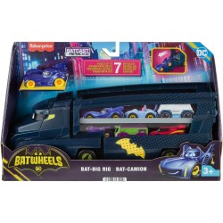 Fisher-Price - DC Batwheels - Bat-Autotreno, playset Autotreno con rampa e veicolo Bam Batmobile in scala 1:55 incluso, può cont