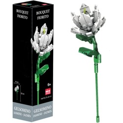 Nice Group - Flower Mattoncini - Set da Costruzione in Blocchi del Fiore Gelsomino, Colore Bianco, 84 pz. - NICE78008