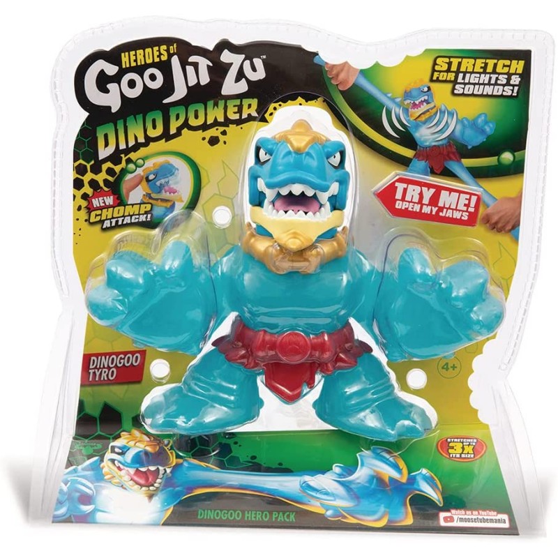 Grandi Giochi - Goo JIT ZU Dino Power DINOGOO, allungabile, con riempimento. Speciale e con luci e suoni, GJT18000.