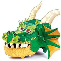 Clementoni - 18578 - Play Creative - Big Mask Dragon - Made In Italy - Play For Future - Maschera Tridimensionale In Cartone - G