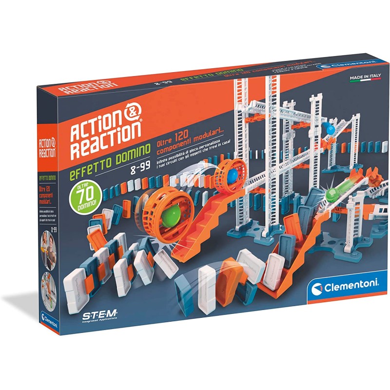 Clementoni - Action & Reaction - Effetto Domino Costruzioni, Pista Biglie per Bambini, Marble Run, Gioco Scientifico, Set Espans