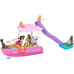 Mattel - Barbie - Barca dei Sogni, Playset con piscina, scivolo, un delfino e 20+ accessori, giocattolo per bambini, 3+ anni, HJ