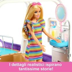 Mattel - Barbie - Barca dei Sogni, Playset con piscina, scivolo, un delfino e 20+ accessori, giocattolo per bambini, 3+ anni, HJ