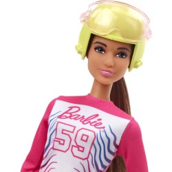 Mattel - Barbie - Sport Invernali Sciatrice Paralimpica, Bambola Barbie Mora Alta 30,4 cm con Maglia, Pantaloni, Casco, Guanti, 