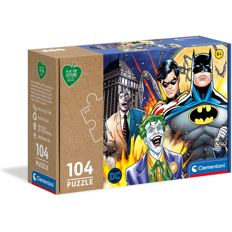 Clementoni - Puzzle Batman DC Comics 104 pz - Play for Future -100% Materiali Riciclati - CL27526