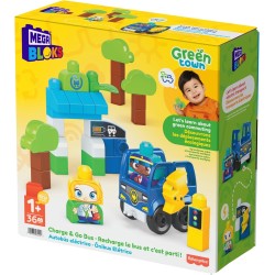 Mega Bloks - Green Town Bus Ecologico Amici Bio - Costruzioni per Bambini - 35 Blocchi - 2 Personaggi da Costruire - Regalo per 