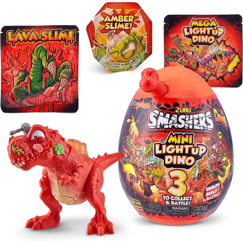 Zuru - Smashers Mini Light Up Dino - 3 modelli in assortimento - ZURU7473SQ1