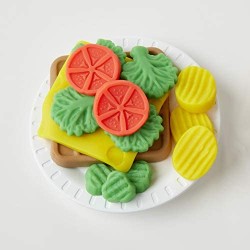 Hasbro Play-Doh - Sandwich formaggioso (Playset con 1 vasetto di Pasta da Modellare Play-Doh Elastix, 6 vasetti di Pasta da Mode