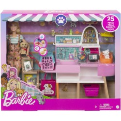 Mattel - Barbie Playset Negozio degli Animali con Bambola Bionda, 4 Animaletti e Tanti Accessori, Giocattolo per Bambini 3+Anni 