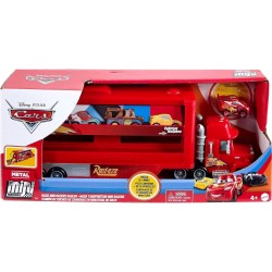 CARS - Mack Mini Racers Trasportatore, include veicolo die-cast di Saetta McQueen, trasporta fino a 18 veicoli, GNW34