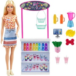 Mattel - Barbie - Playset Chioschetto dei Frullati con Bambola Bionda, Bar e Tanti Accessori, Giocattolo per Bambini 3+Anni - GR