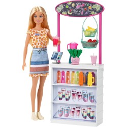 Mattel - Barbie - Playset Chioschetto dei Frullati con Bambola Bionda, Bar e Tanti Accessori, Giocattolo per Bambini 3+Anni - GR