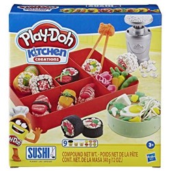 Play-Doh - Sushi (playset con 9 vasetti di Pasta da Modellare e bento Box, Linea Kitchen Creations)