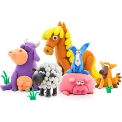 Hey Clay Animals, pasta modellabile set di base Animali, in confezione da 6 soggetti con 15 colori. Big set da 6 animali con 2 u