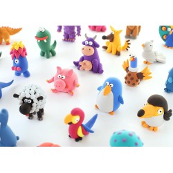 Hey Clay Animals, pasta modellabile set di base Animali, in confezione da 6 soggetti con 15 colori. Big set da 6 animali con 2 u