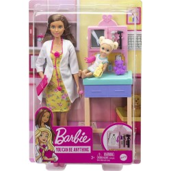 Mattel - Barbie -Carriere Playset Pediatra con Bambola Bruna, Neonato, Camice e Accessori, Giocattolo per Bambini 3+ Anni - GTN5