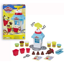 play-doh- kitchen creations popcorn party set con 6 vasetti di pasta da modellare, multicolore, e5110eu5