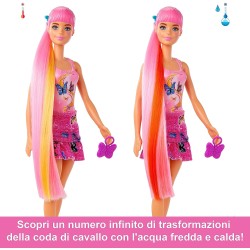 Mattel - Barbie - Color Reveal Serie Jeans, Bambola con 6 sorprese da scoprire, stampa patchwork ed effetto cambia colore, gioca