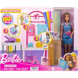 Mattel - Barbie - Make & Sell Boutique, playset con bambola e accessori alla moda inclusi, espositore, stampante e adesivi per c